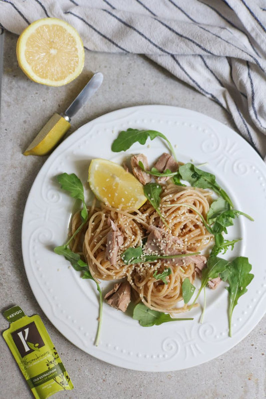Lemon Garlic Tuna Pasta