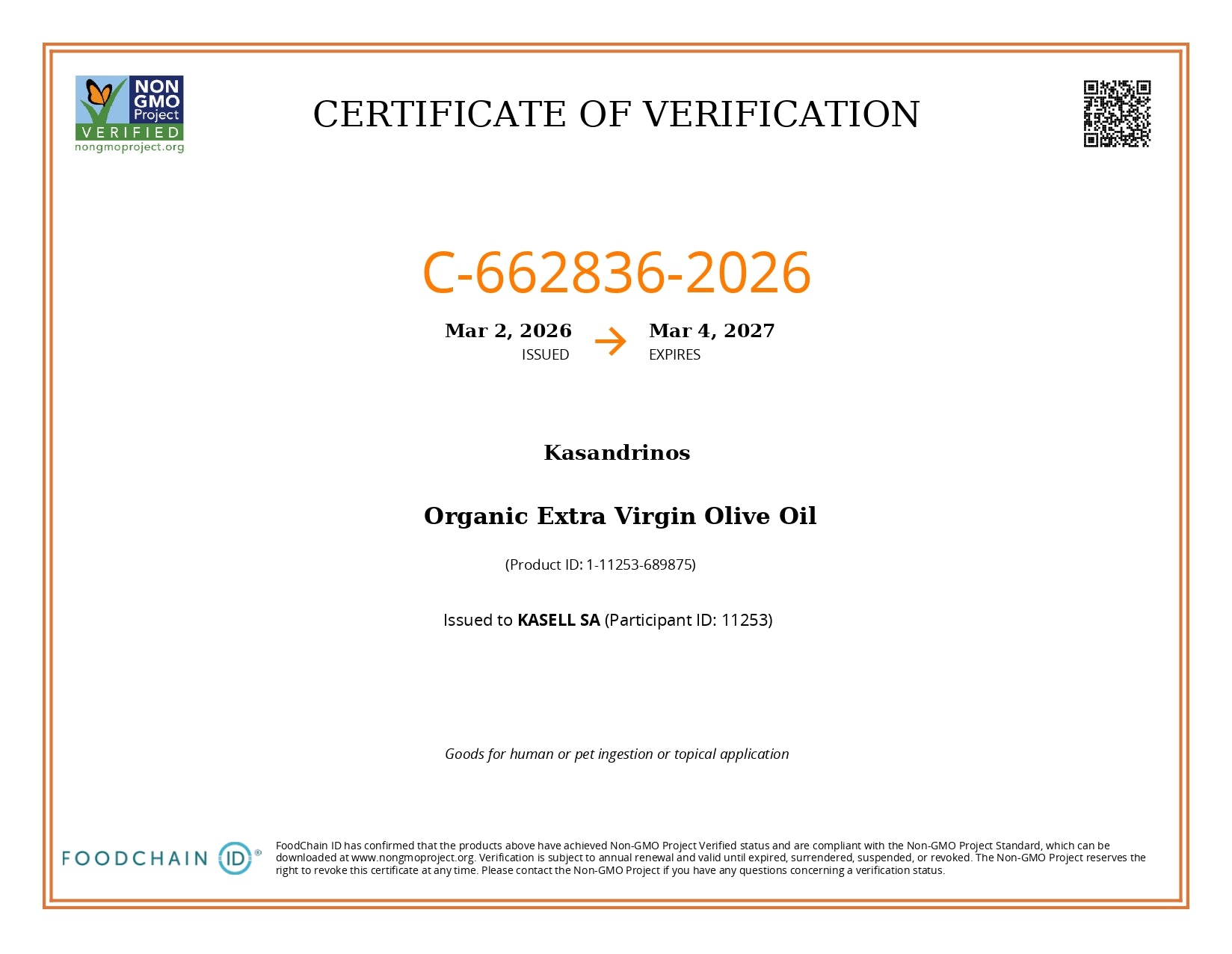 NonGMO Verified Certification